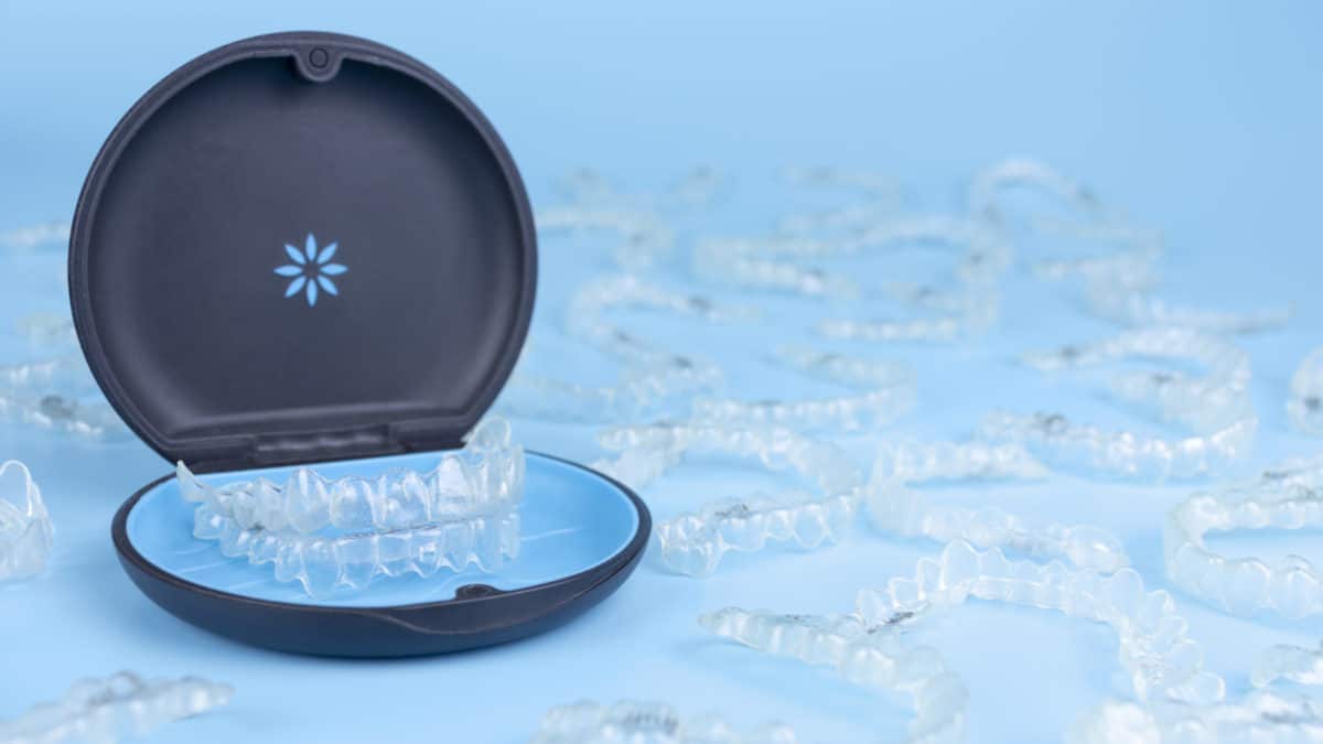 Invisalign clear aligners in case at Washington MI dentist